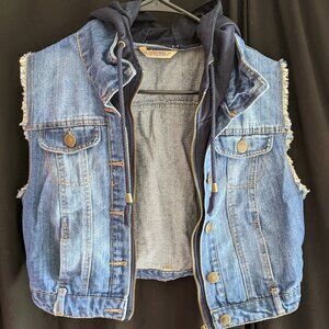 Crop Denim Vest w/ hood Dry Goods